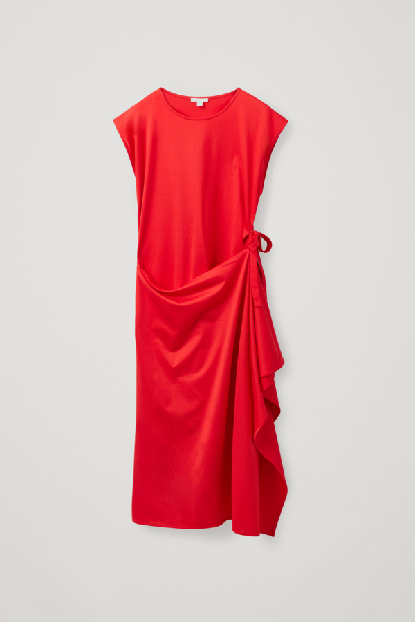 Cos Sleeveless Cotton Wrap Dress In Red ...